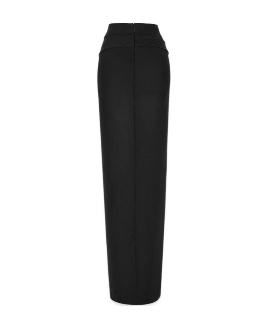 Saint Laurent Ruched Jersey Maxi Skirt In Black
