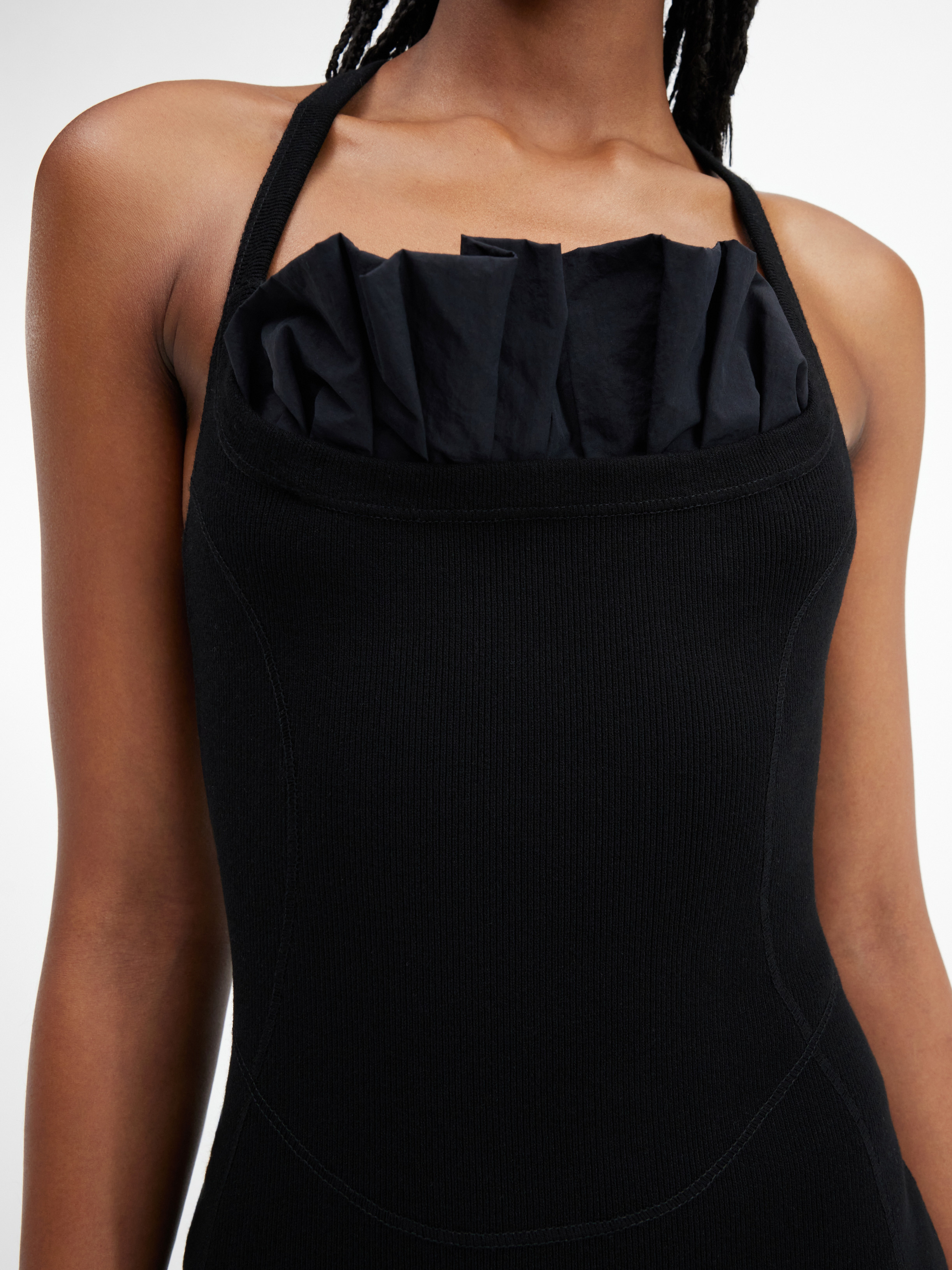 Jacquemus Black La Robe Maille Croissant Mini Dress In Black