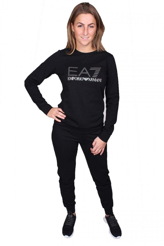 Shop Ea7 Logo Long-sleeved Sweater In Black