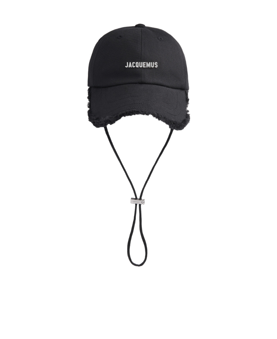 Jacquemus Le Casquette Artichaut Black Baseball Cap With Drawstring In Cotton Man In Black