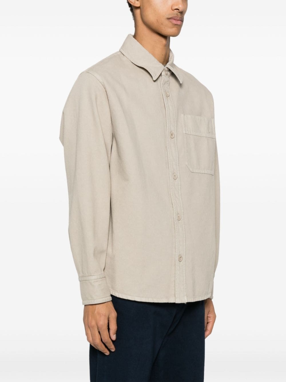 Apc A. P.c. Surchemise Basile Brodee Poitrine Overshirt Bae S In Nude