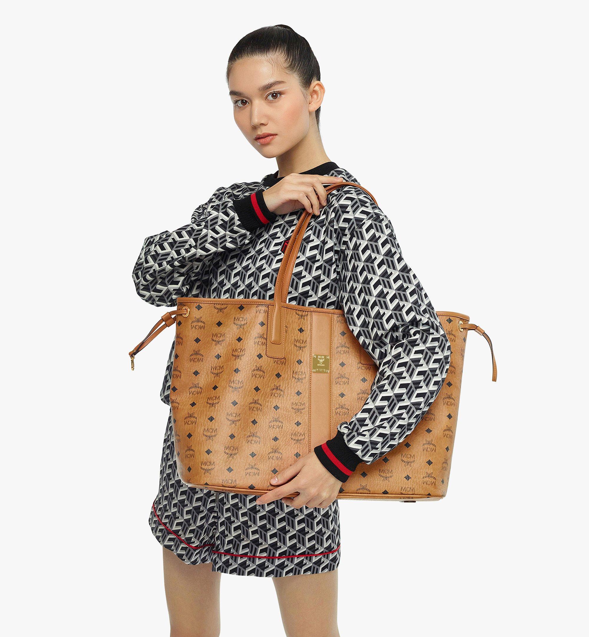 Mcm Liz Large Reversible Visetos Shopper Tote Bag In Brown