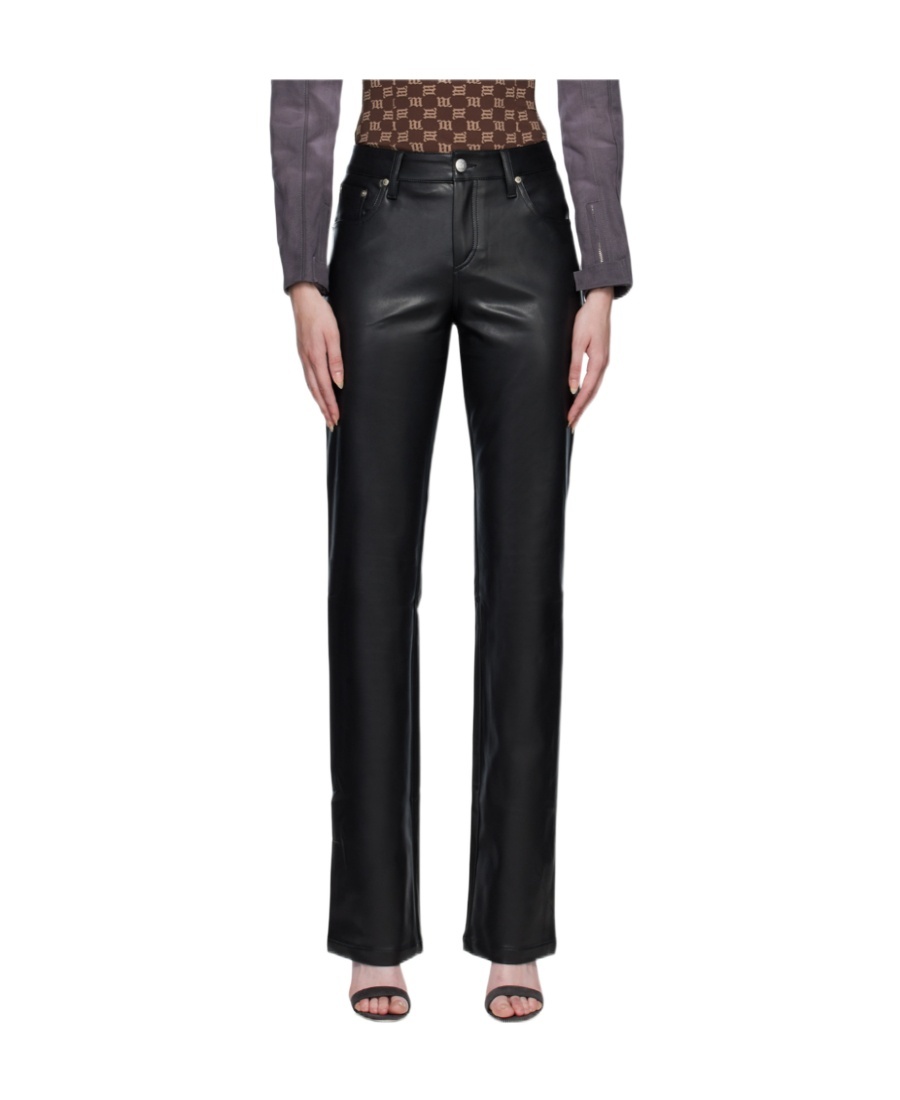 Misbhv Vegan Leather Straight Leg Pants In Black