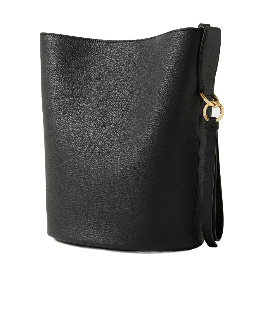 Ferragamo Logo Bucket Shoulder Bag In Black