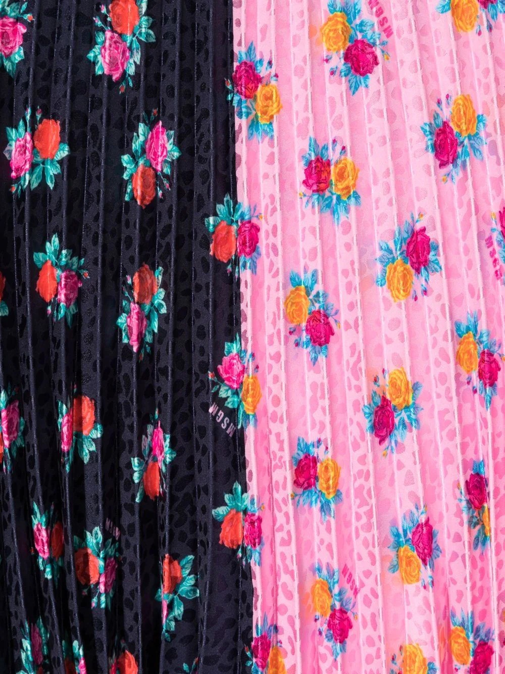 Msgm Floral-print Pleated Skirt In Multicolor