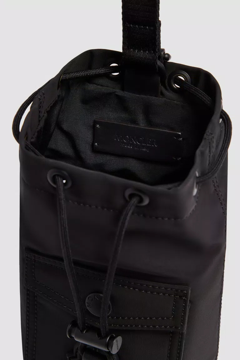 Moncler Mini Logo-patch Bucket Bag In Black