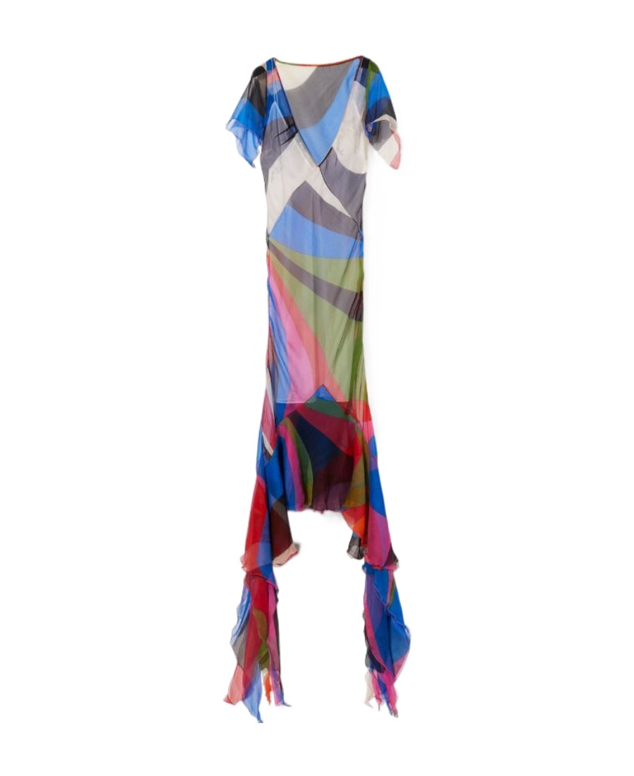 Pucci Goccia-print Silk Dress In Multicolor