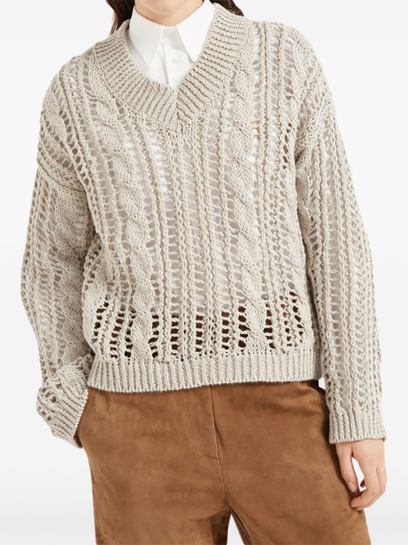 Brunello Cucinelli Long-sleeved Sweater In Nude