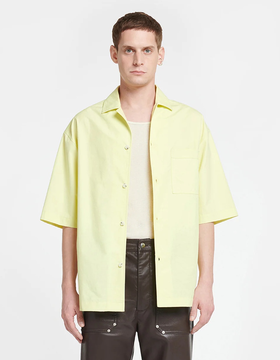 Nanushka Bodil Short-sleeve Cotton Shirt In Yellow