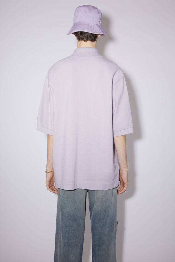 Shop Acne Studios Drop Shoulder Polo Shirt In Pale Lilac