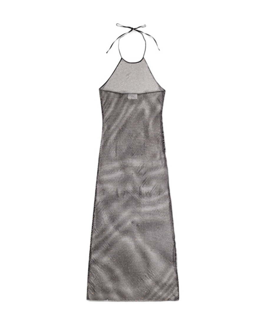 Ami Alexandre Mattiussi Embellished Halterneck Maxi Dress In Gray