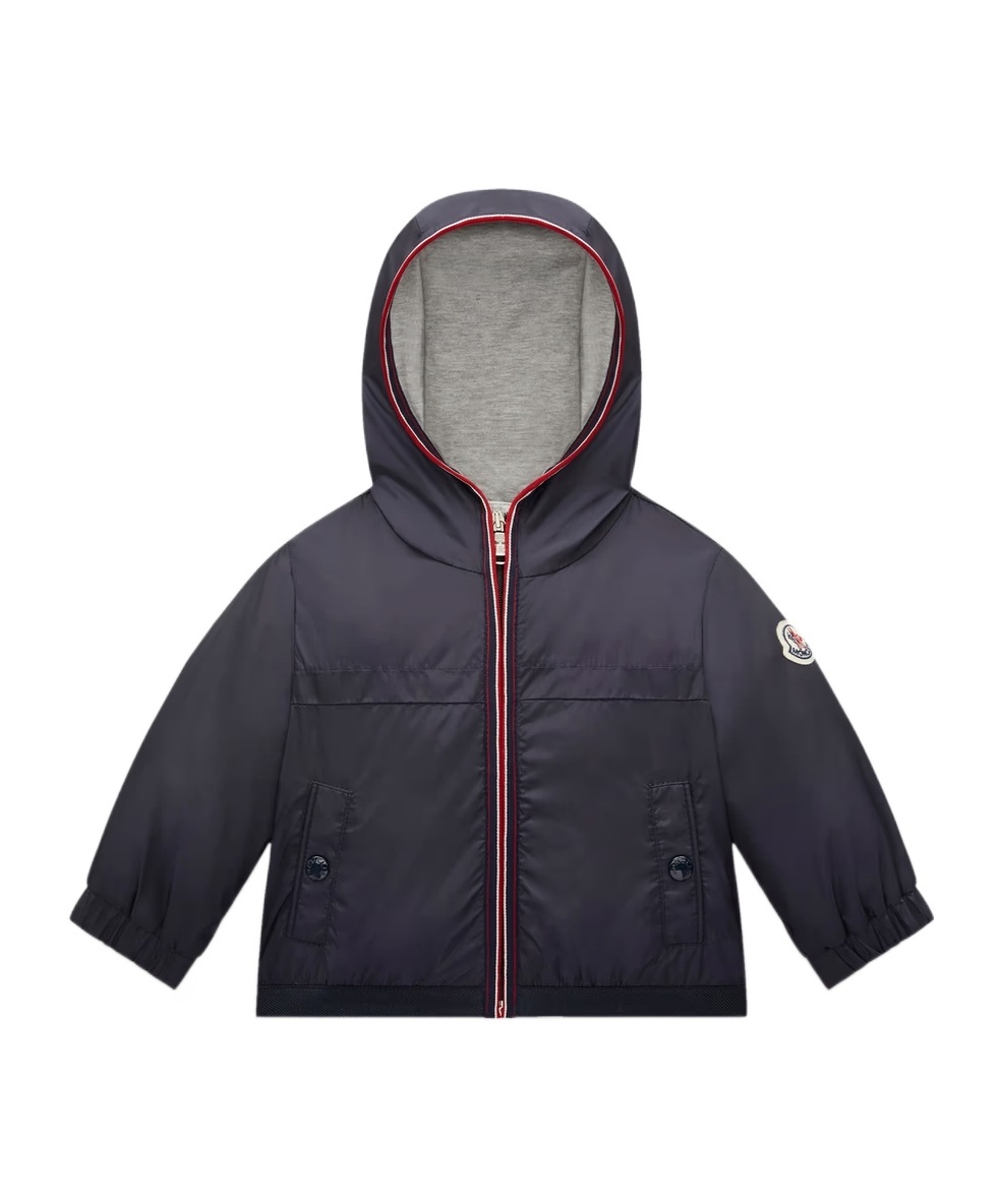 Moncler Waterproof Hooded Jacket In Blue