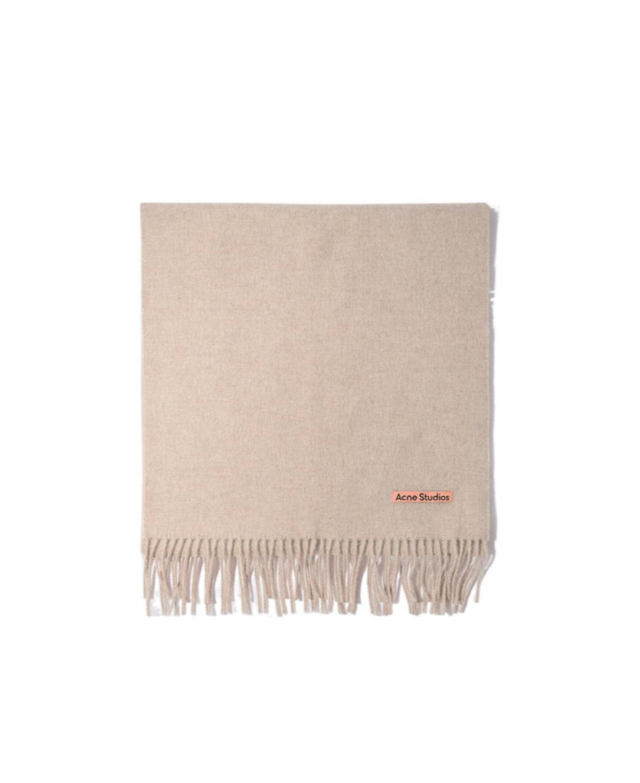 Acne Studios Beige Fringe Wool Oversized Scarf In Neutral