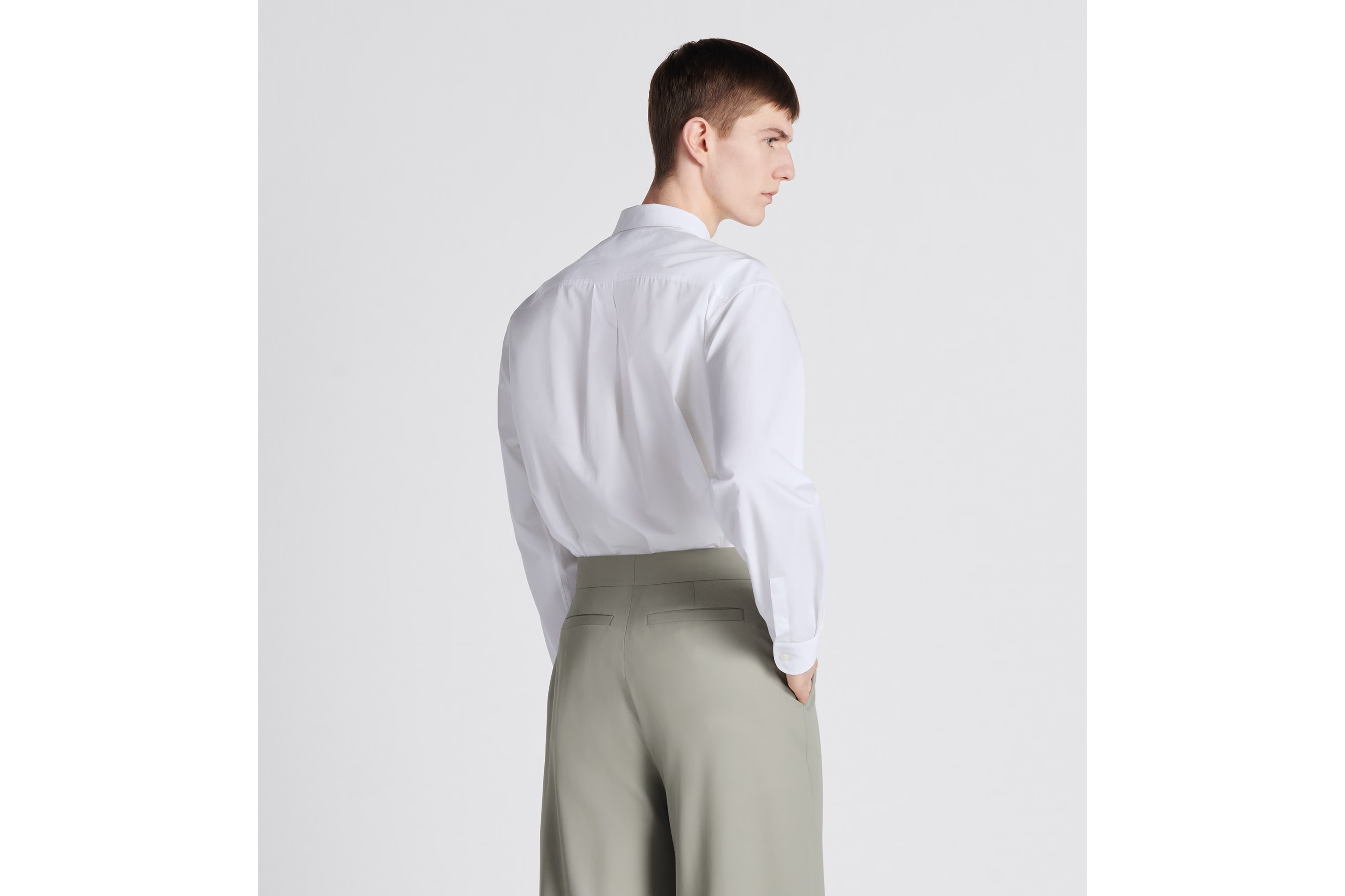 Dior Button-down Collar Poplin Cotton Shirt With Embroidered Logo In White