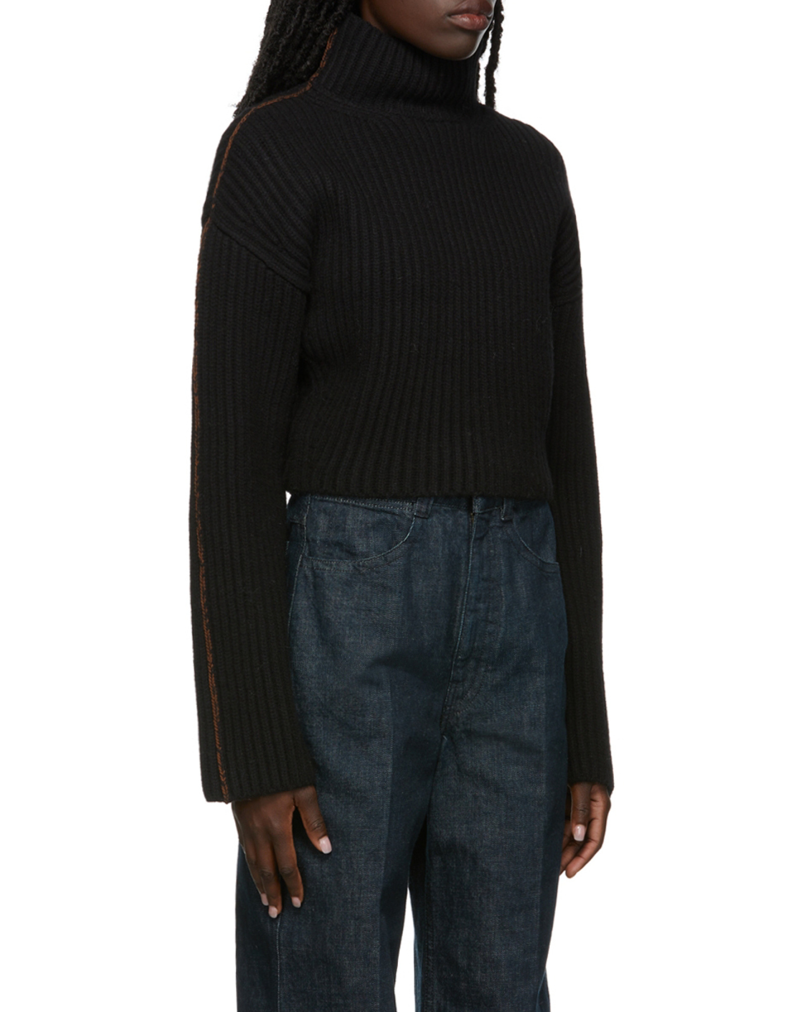 Acne Studios Black Short Round Lapel Sweater In Black