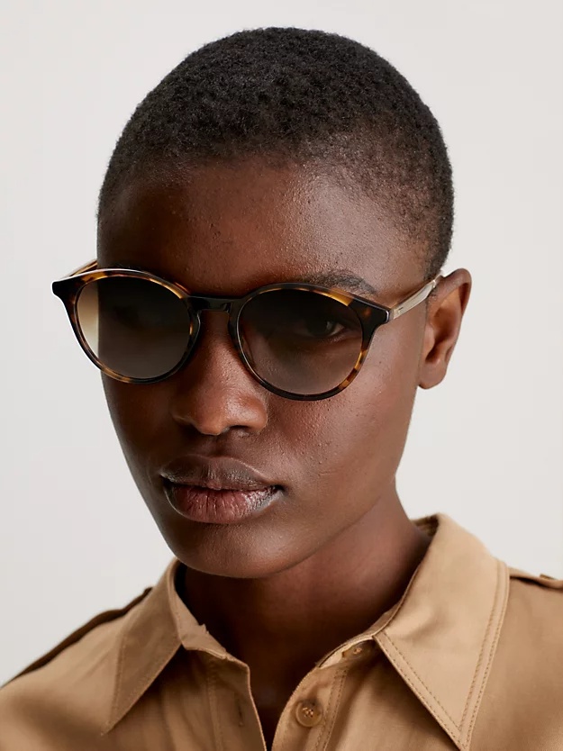 Calvin Klein Logo Sunglasses In Brown