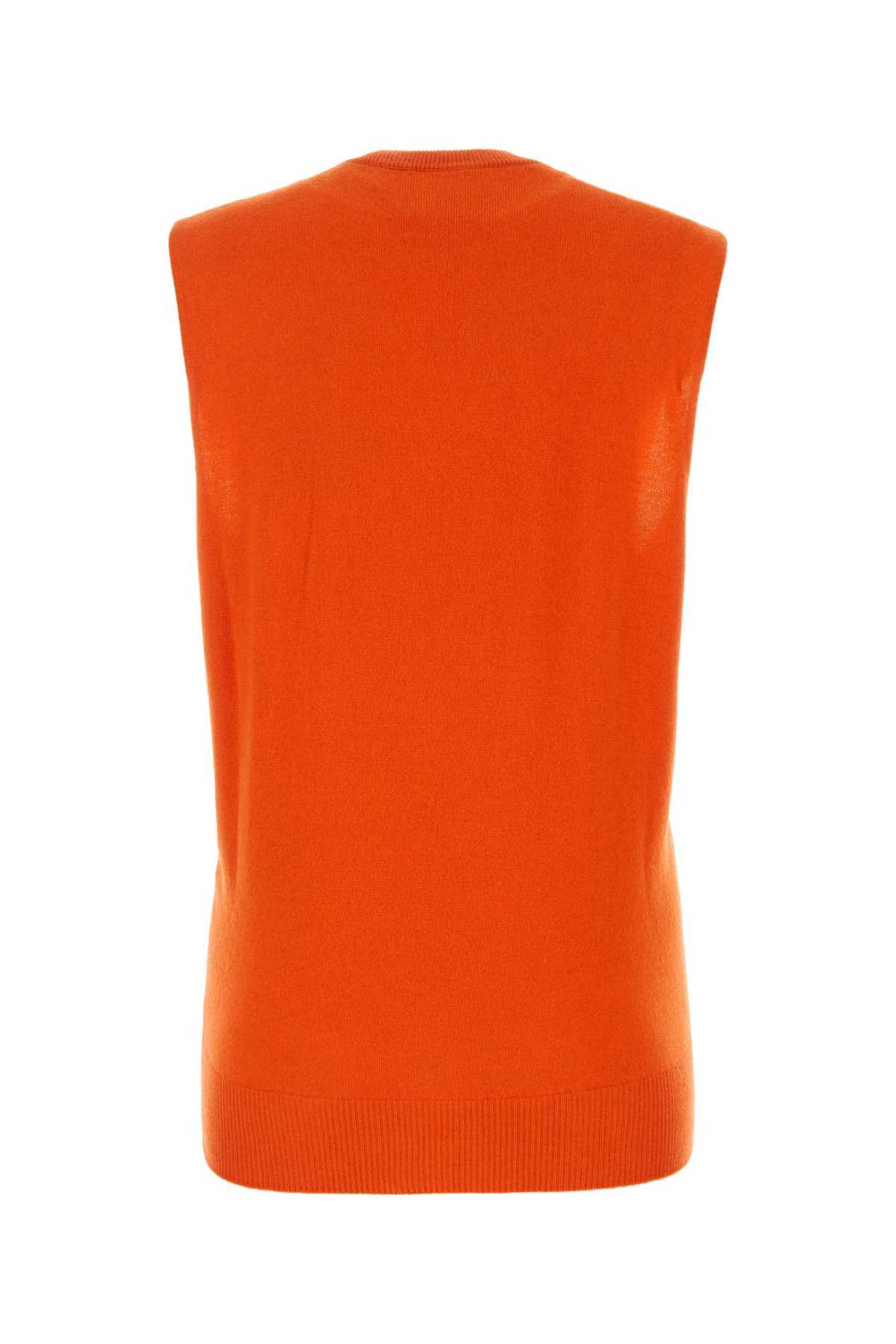 Jil Sander Orange Cashmere Vest In Orange