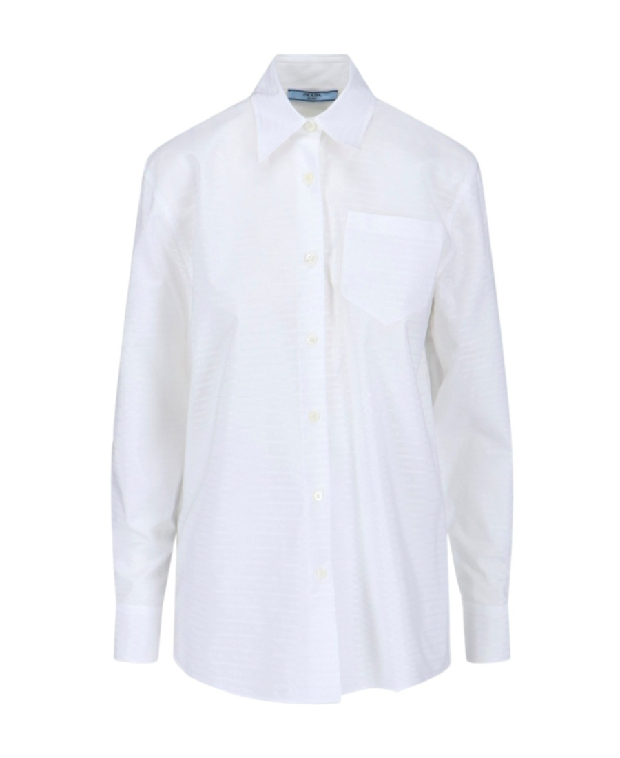 Prada Chest-pocket Button-down Shirt In White
