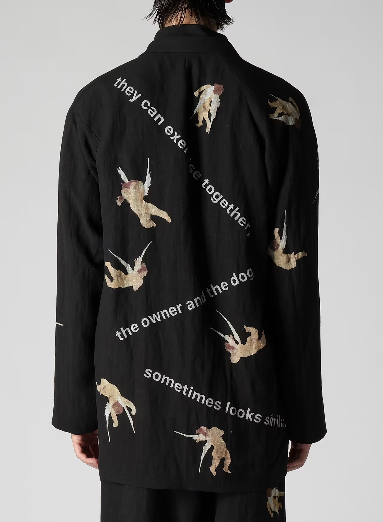 Yohji Yamamoto Angel Pattern Casual Jacket In Black