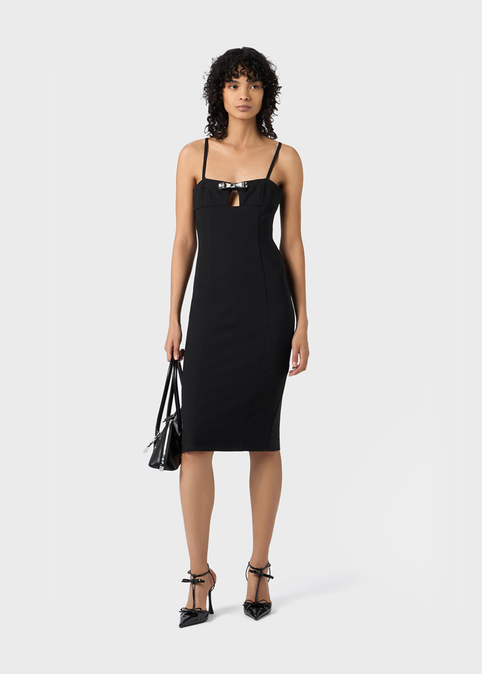 Blumarine Bow-embellished Midi Dress In Black