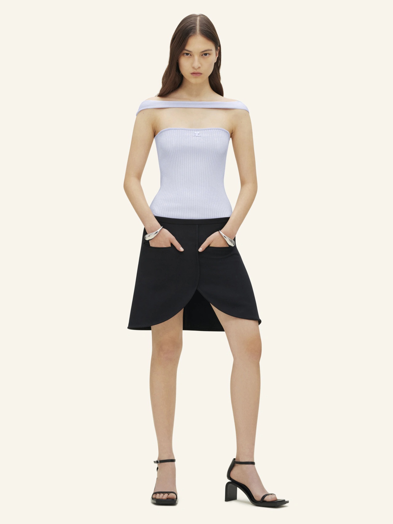 Courrèges Logo-embossed Ribbed-knit Tank Top In White