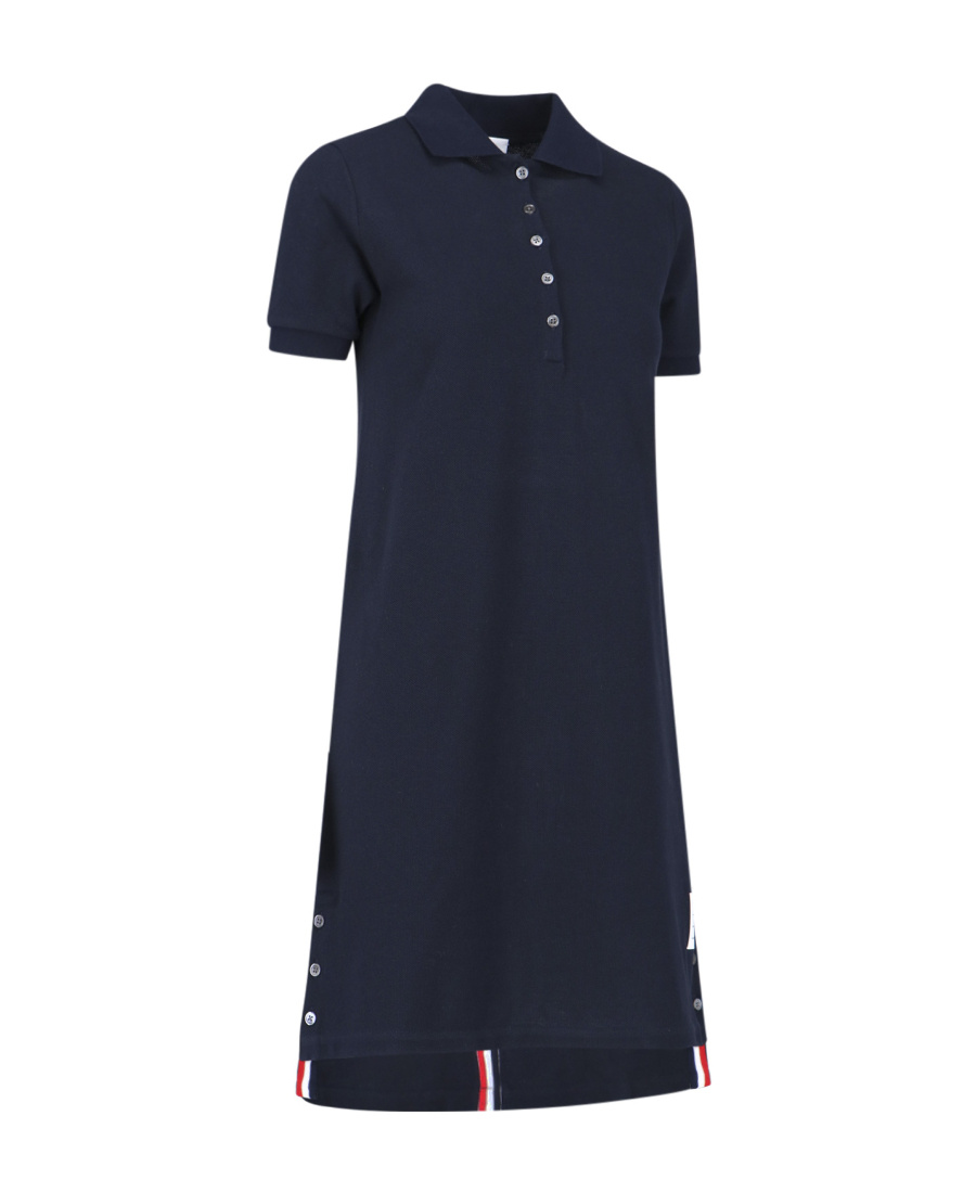 Thom Browne Mini Jacquard Knit Polo Dress In In Black