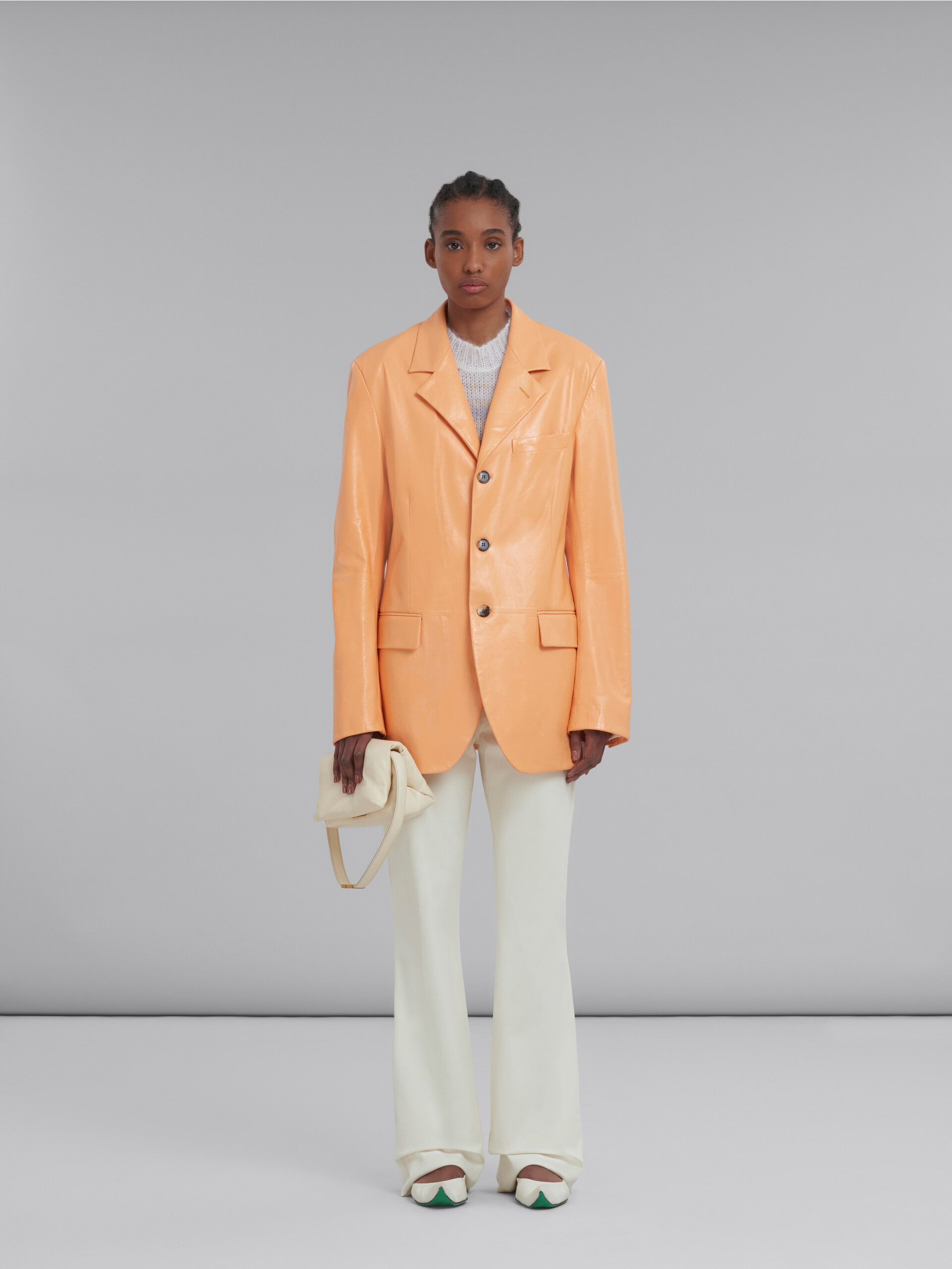 Marni Small White Calsfkin Prisma Bag In White