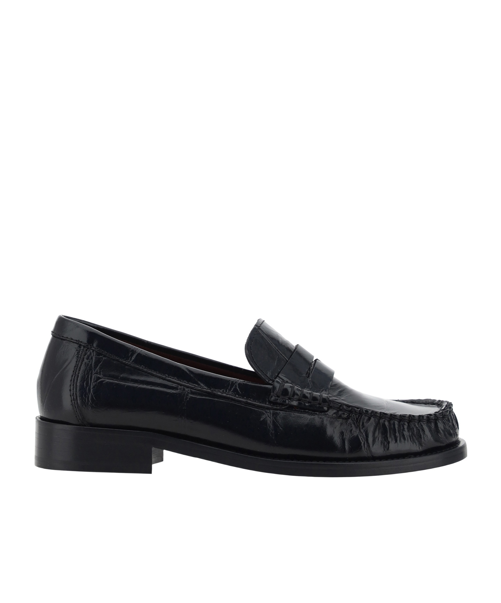 Paris Texas Loafer Shoes In Black Maxi Croco-embossed Leather In Black