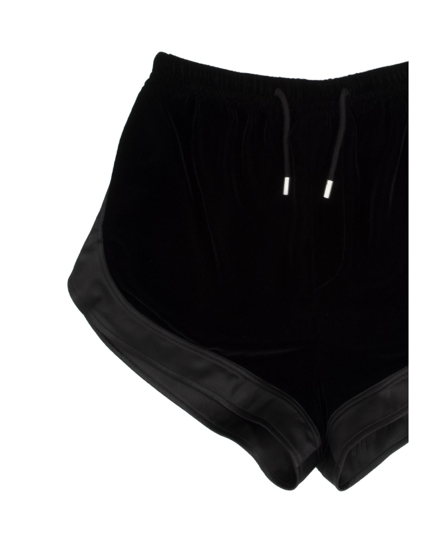 Saint Laurent Panelled Drawstring Mini Shorts In Black