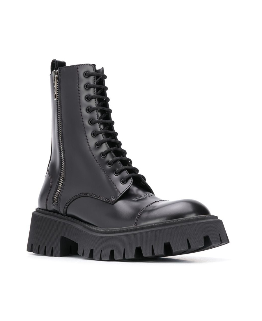 Balenciaga Tractor 20 Mm Lace-up Boots In Black