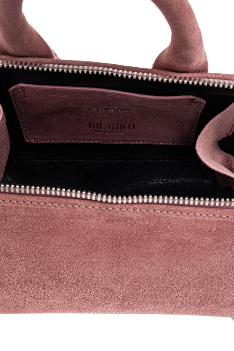 Attico Mini Friday Suede Top Handle Bag In Pink
