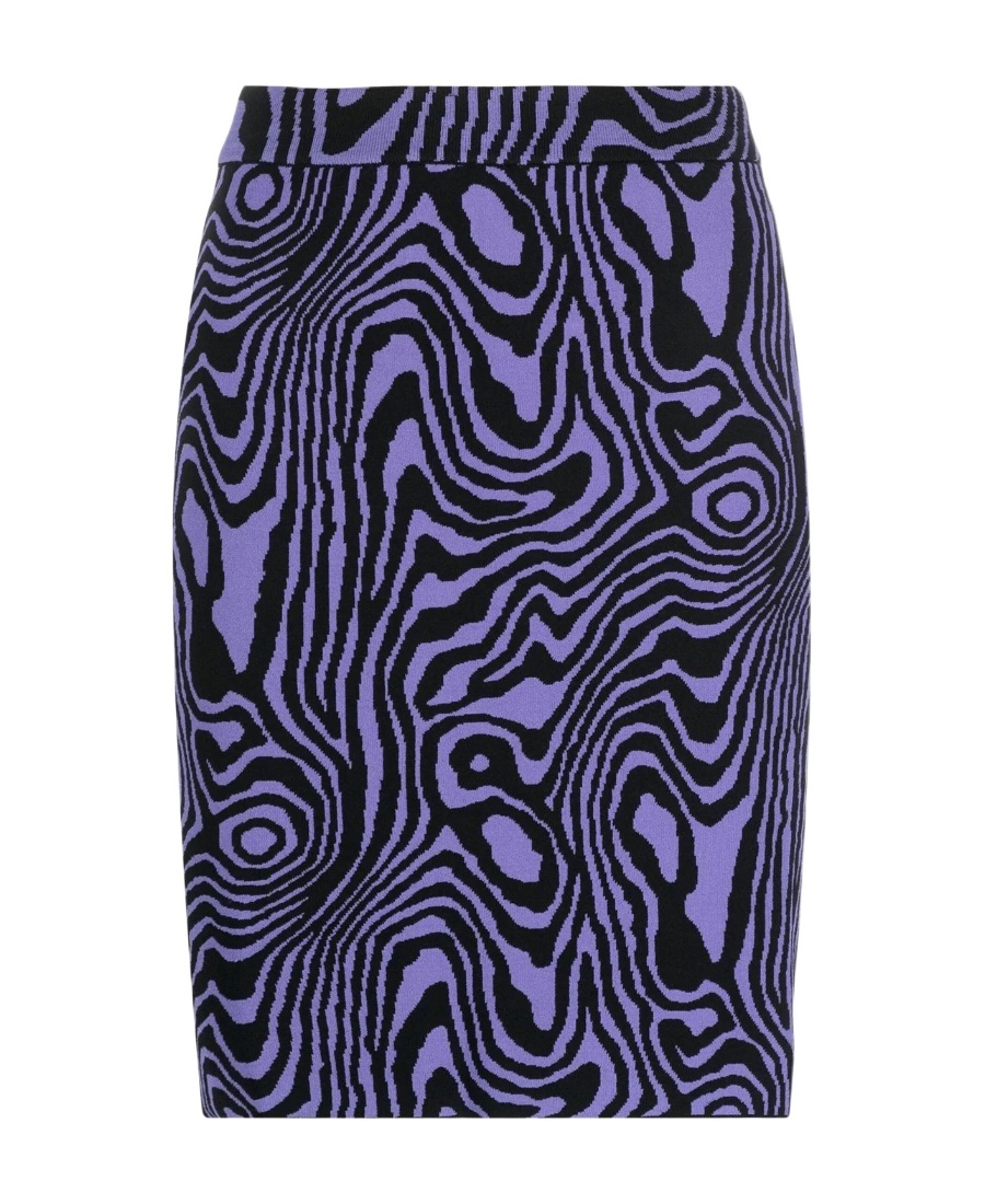 Moschino Ladies Moire Effect Print Cotton Viscose Mini Skirt In Black