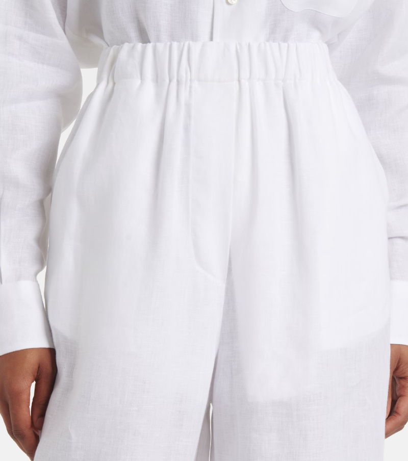Loro Piana Valerio High-rise Linen Wide-leg Pants In White