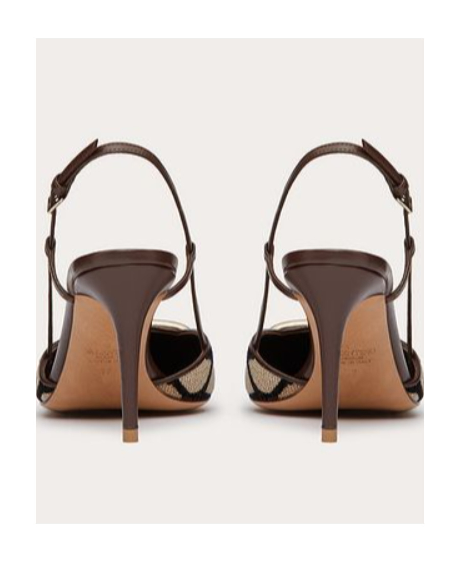 Valentino Vlogo Toile Iconographe Slingback Pumps In Multicolor