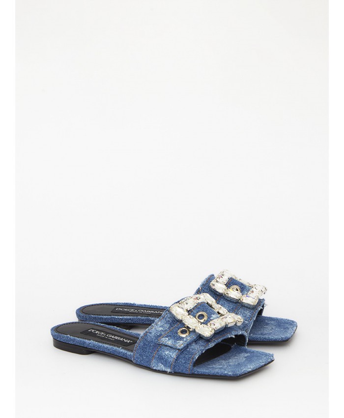 Dolce & Gabbana Buckle-detail Slides In Blue