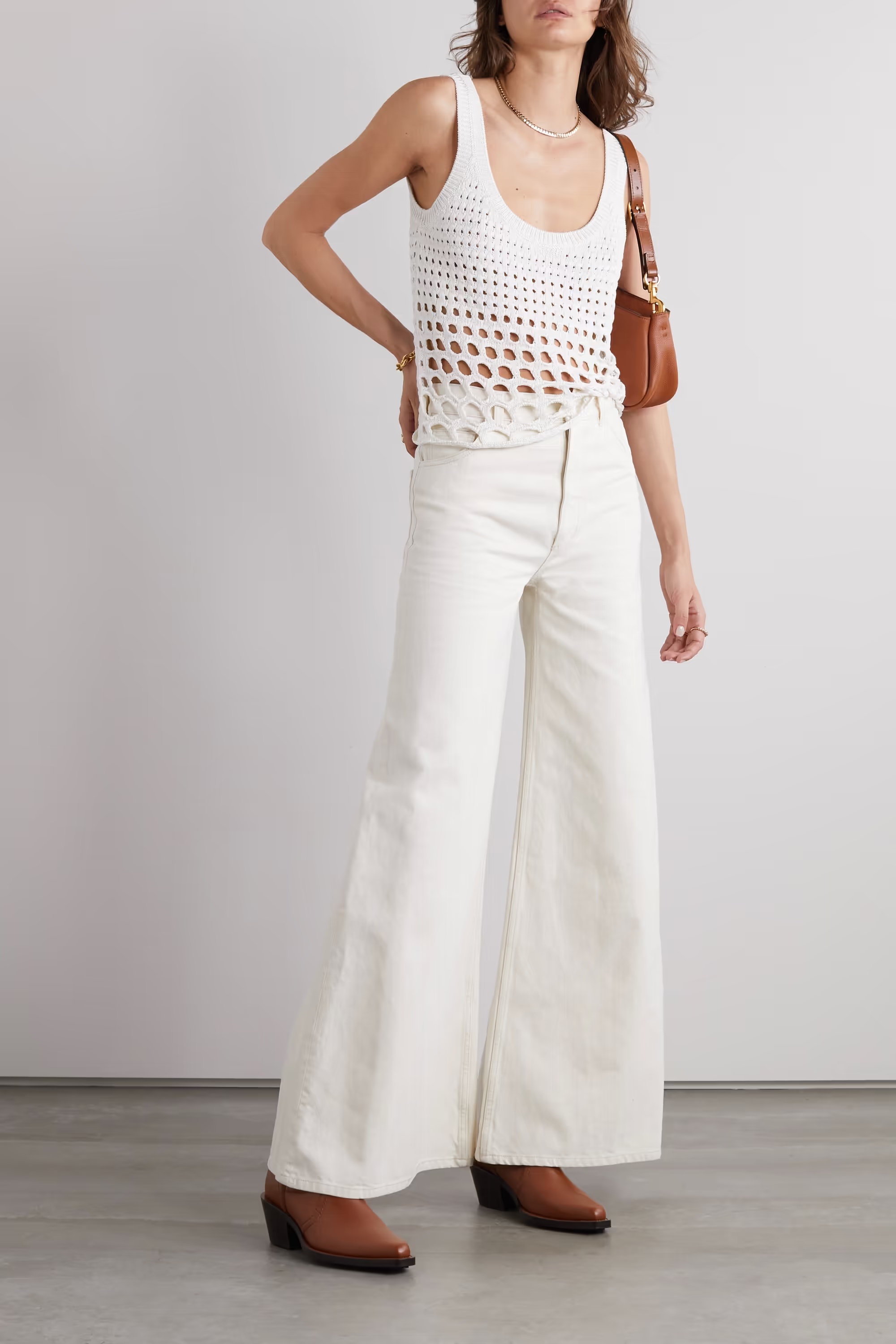 Chloé Open-knit Silk Tank Top In White