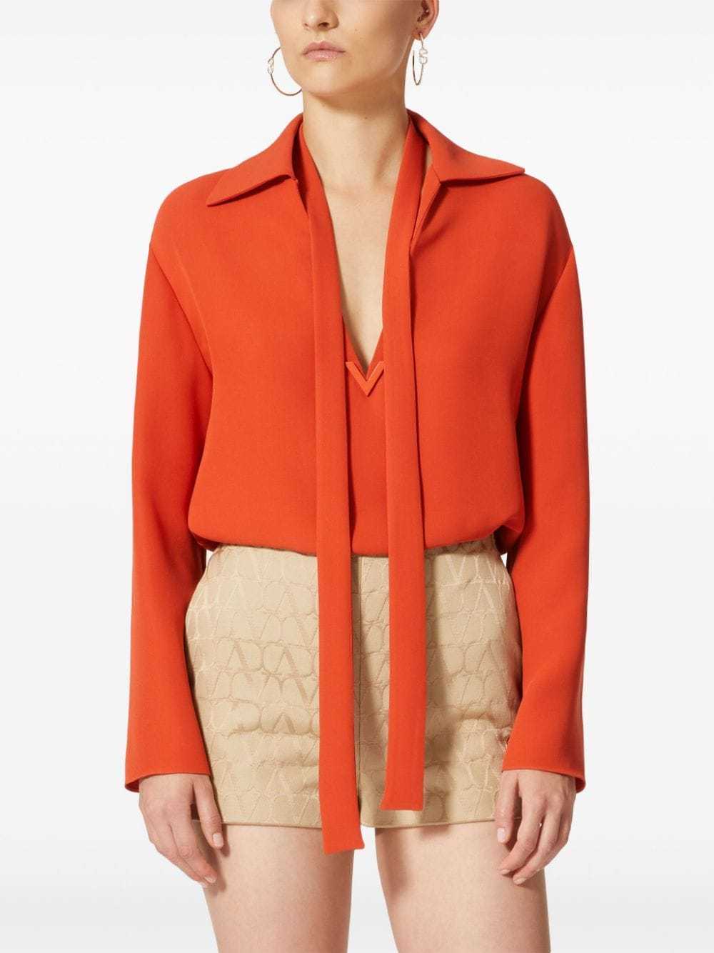 Valentino Vlogo Silk Blouse In Red