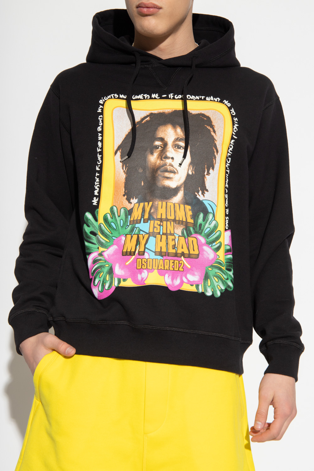 Dsquared2 Bob Marley Long-sleeve Hoodie In Black