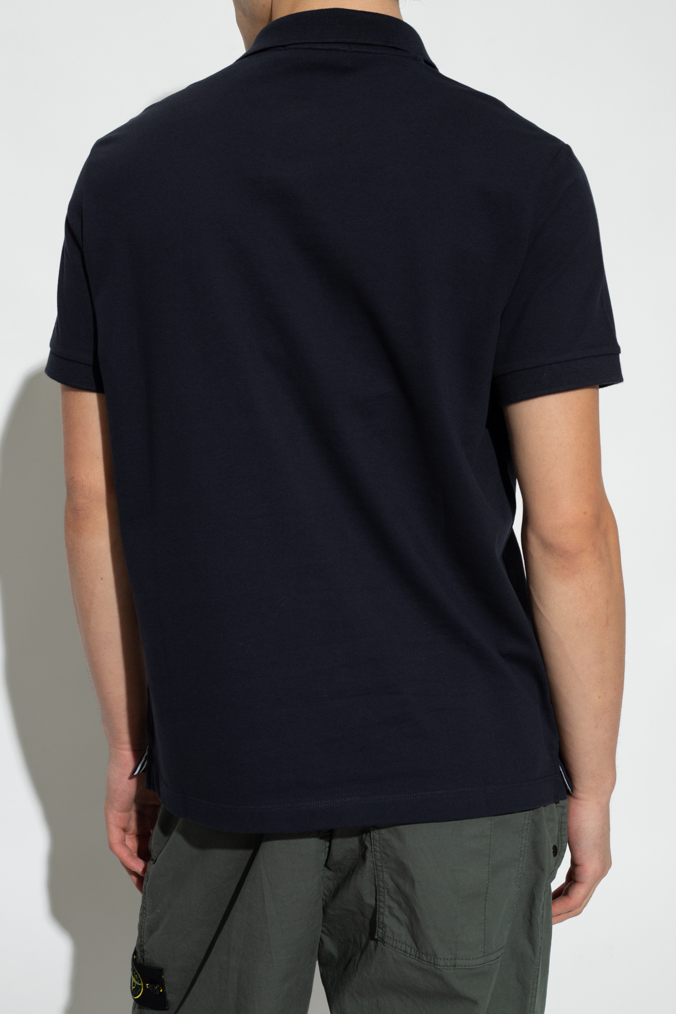 Shop Stone Island Compass Patch Short-sleeved Polo Shirt In Blue