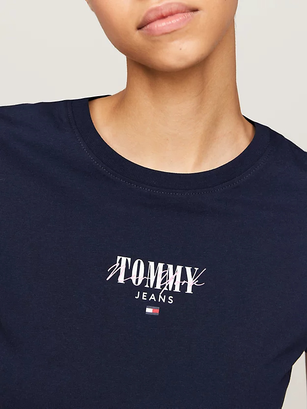Tommy Hilfiger Tommy Jeans Logo Printed Crewneck T-shirt In Blue