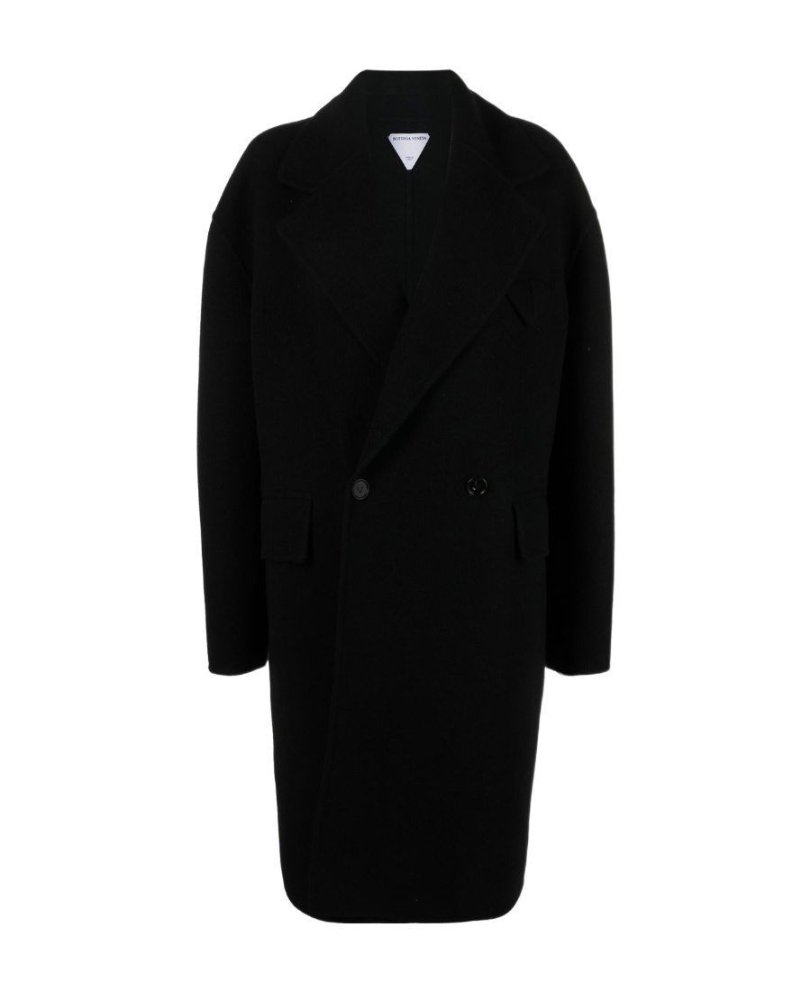 Bottega Veneta Lapel Collar Cashmere Coat In Black