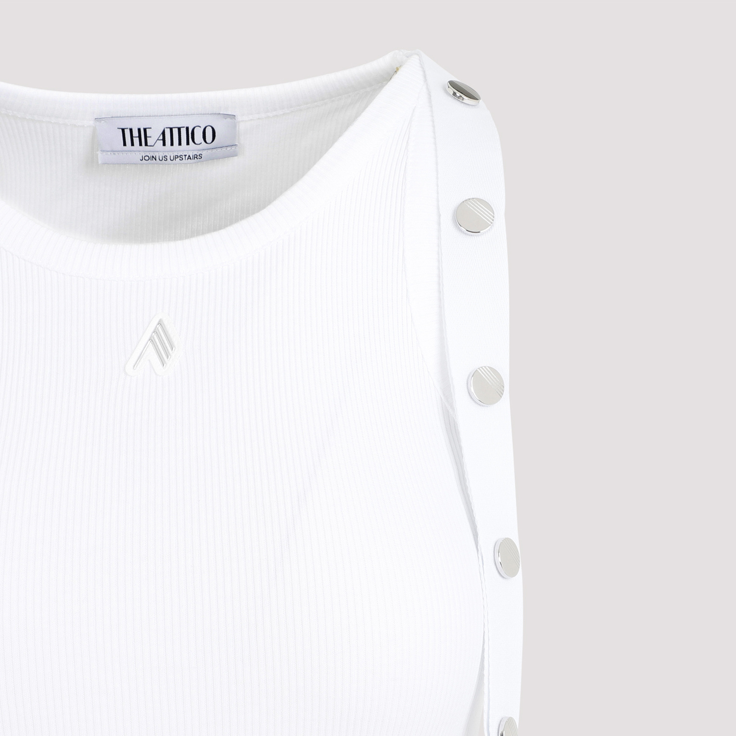 Attico Strap Detail Ribbed Tank Top In White