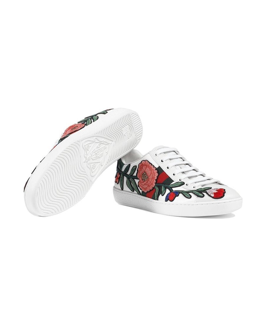 GUCCI ACE FLOWER EMBROIDERY CASUAL SNEAKERS