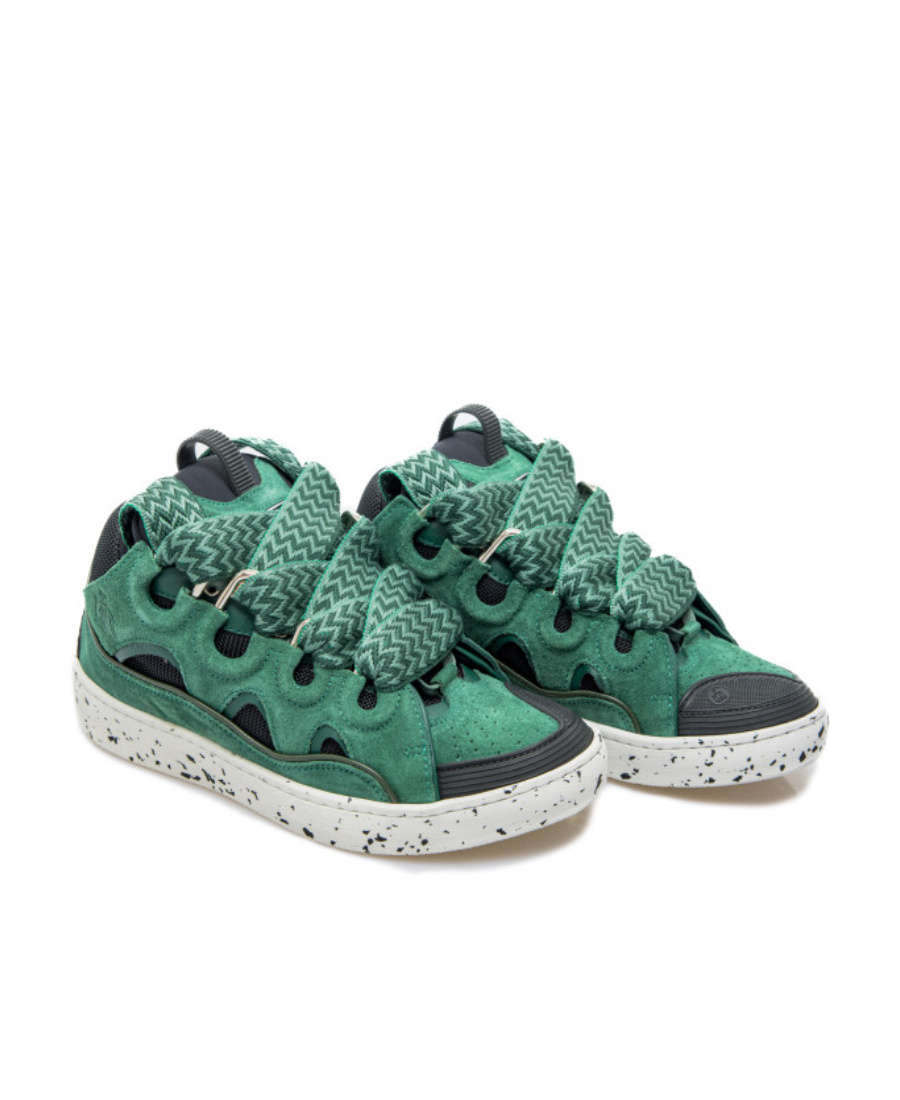 Lanvin Curb Lace-up Sneakers In Green
