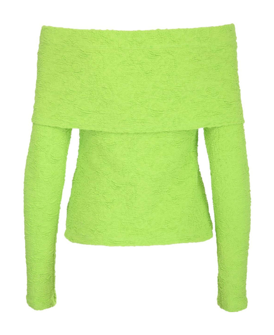 Msgm Embossed Fabric Fitted Top In Green