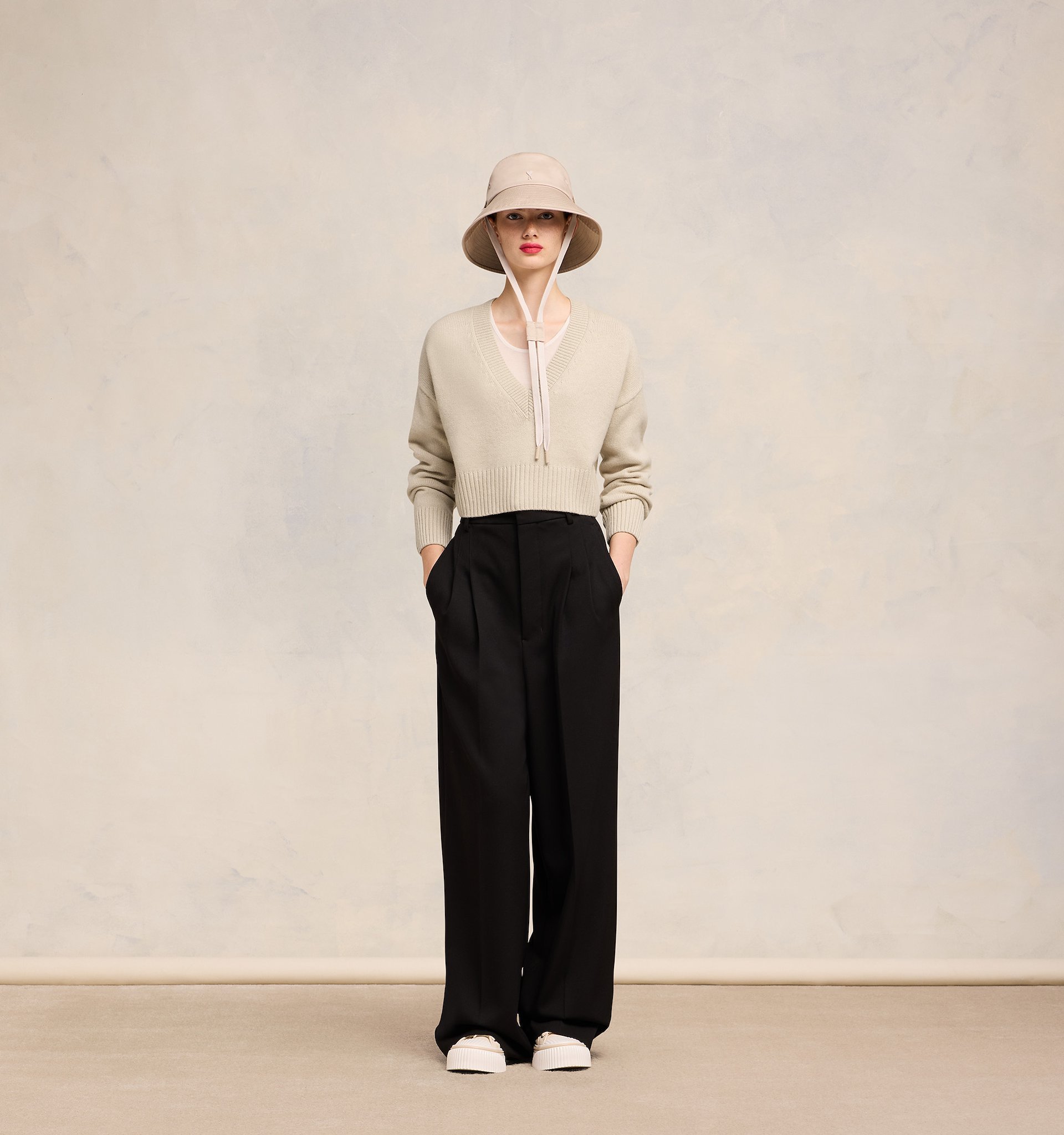 Ami Alexandre Mattiussi Ivory Wool Blend Sweater In Nude
