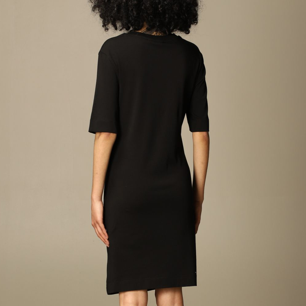 Moschino Round Neck Short-sleeved Dress In Black