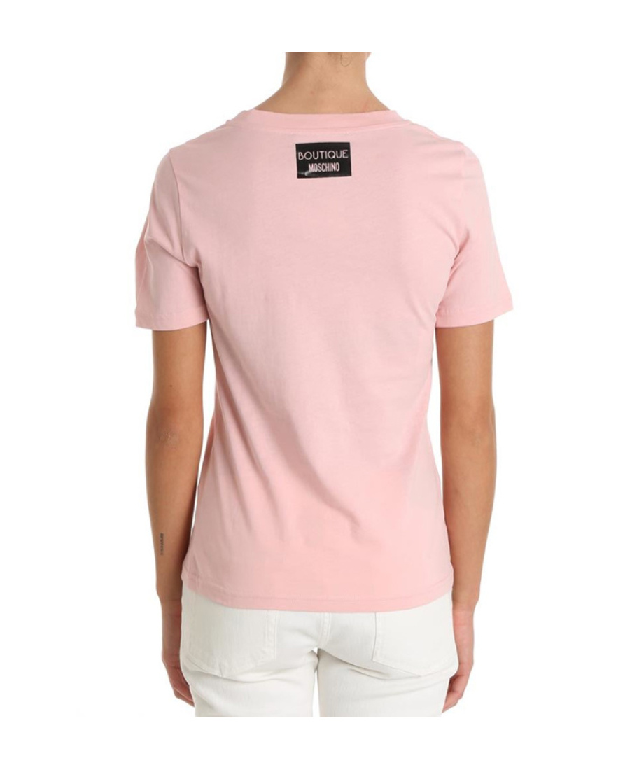 Moschino T-shirt With Round Neck And Short Sleeves In Nude