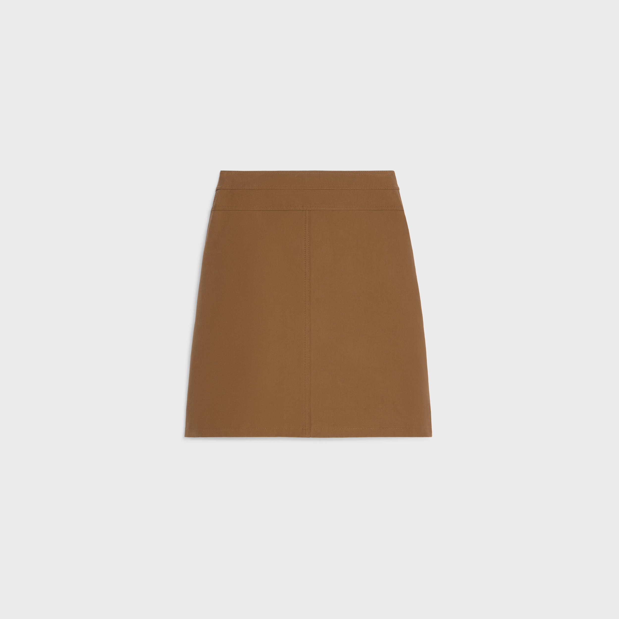 Celine Short Skirt In Cotton Twill In Brown