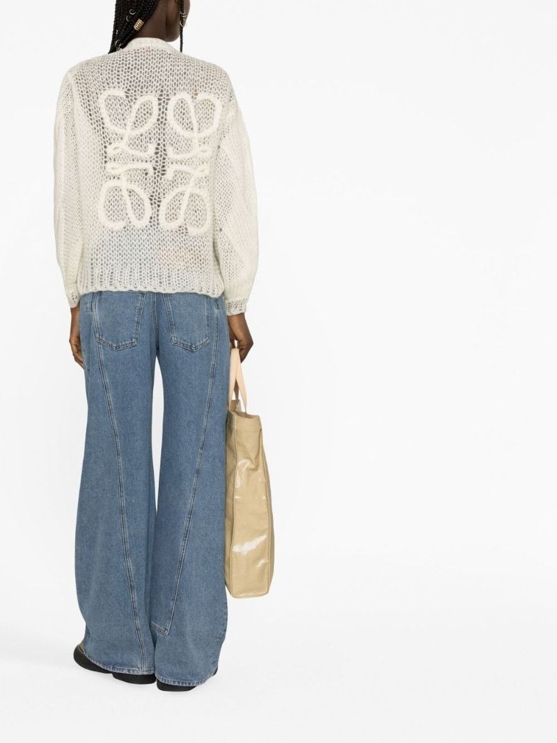 Loewe Anagram Mohair-blend Cardigan In Beige